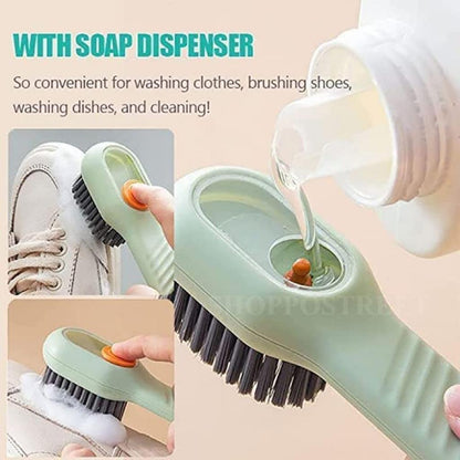 Soap Dispensing Cleaning Brush with Handle Scrubbing Reusable Washing Shoe Brush for Shoes Clothes Cleaning (Pack of 1)