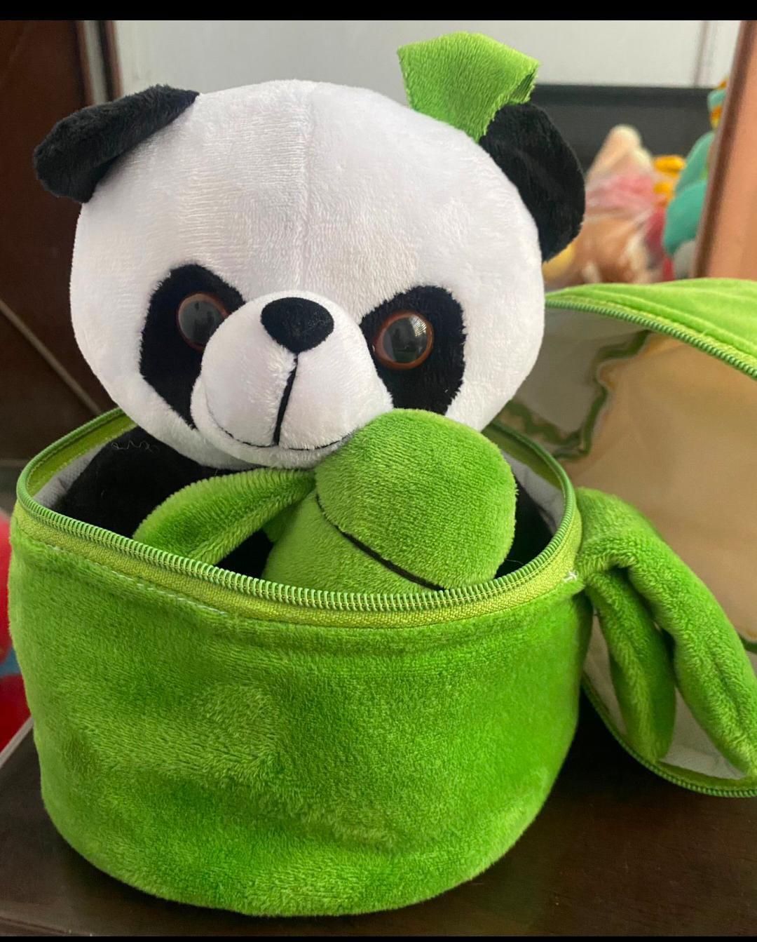 Cute Panda Plush with Bamboo