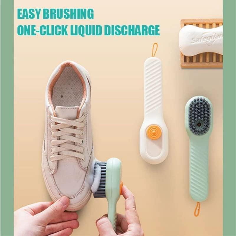 Soap Dispensing Cleaning Brush with Handle Scrubbing Reusable Washing Shoe Brush for Shoes Clothes Cleaning (Pack of 1)